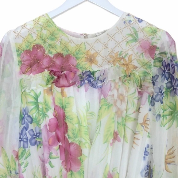 NWT Dodo Bar Or Vitti Floral Print Embellished Dress SZ 8 44 - Picture 5 of 12